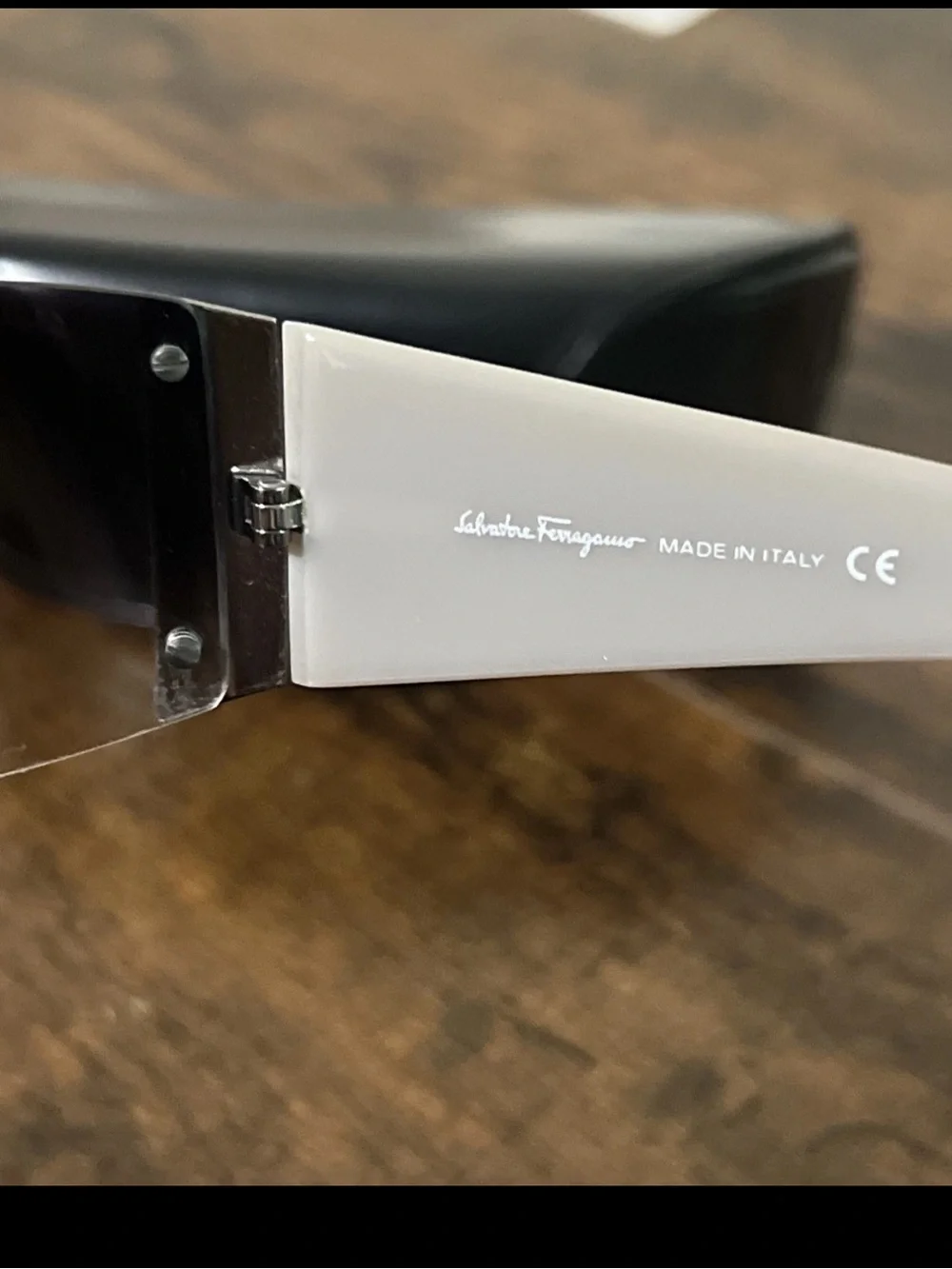 Salvatore Ferragamo Silver Frame Sunglasses with Black Gradient Lenses